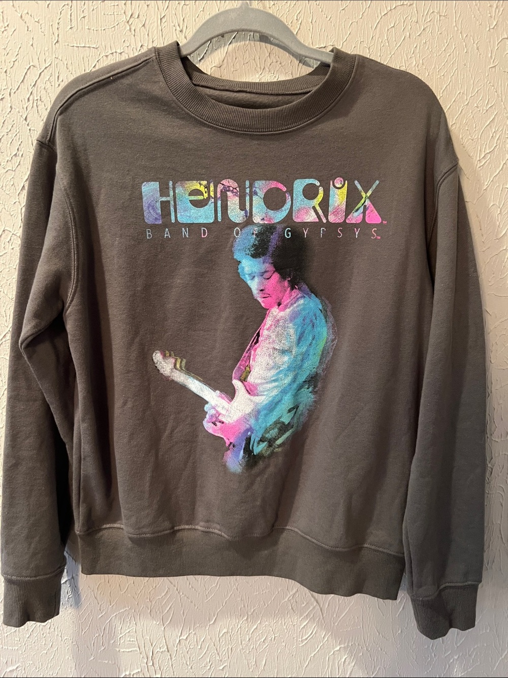 Jimi Hendrix Band of Gypsys Graphic Crewneck Sweatshirt - Gray